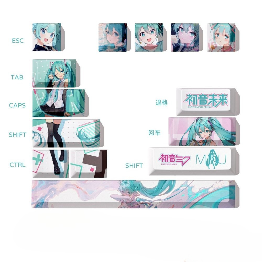 하츠네 미쿠 키캡, OEM 높이 PBT 염료승화 기계식 - Keycap Artisan Anime 리뷰 및 가격
