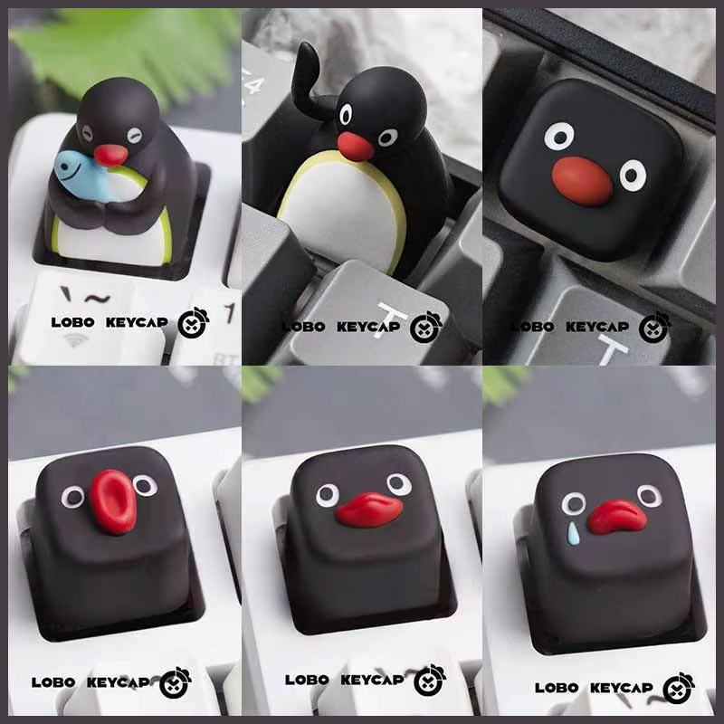 귀여운 펭귄 이미지 핑구 시리즈 맞춤형 기계식 키보드  - Keycap Artisan Anime 리뷰 및 가격